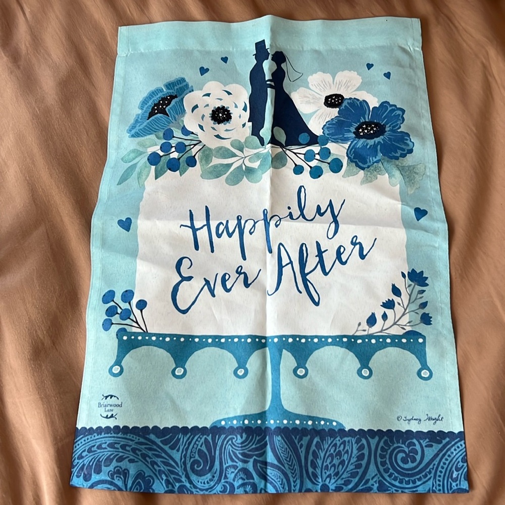 Happily ever after wedding flag for landscaping 12.5x18.5